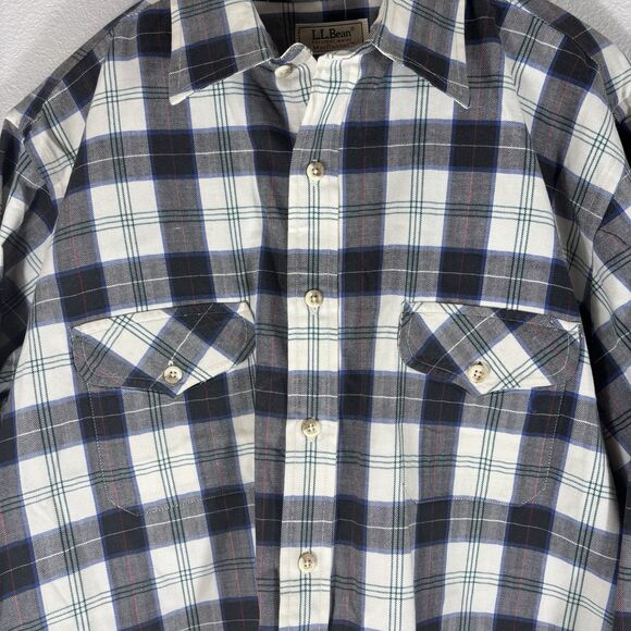 Vintage LL Bean Shirt Mens X-Large Tall Flannel Button Up Plaid Macflannel USA - Picture 2 of 7
